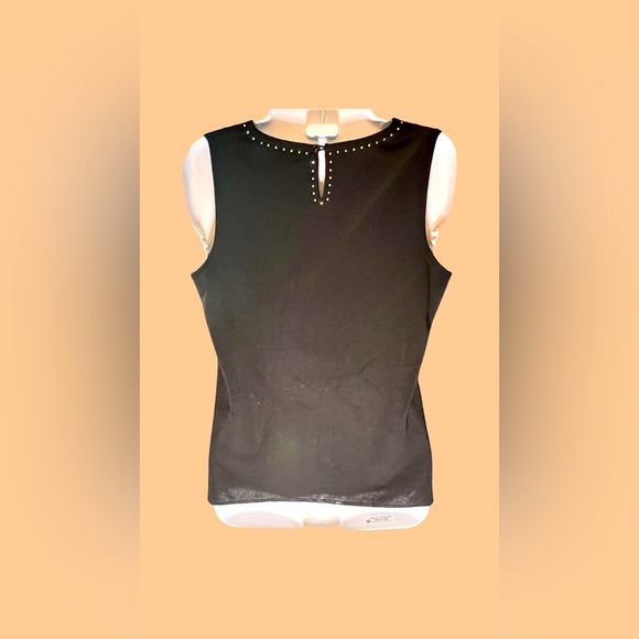 Vintage 80s Women's black top/black sleeveless sequin blouse - Picture 3 of 4
